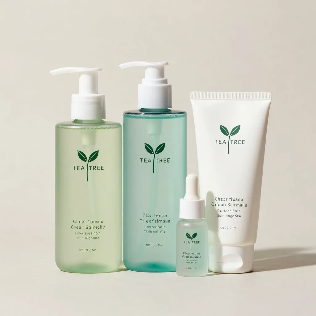 A tea tree clear skin kit with a gel, spot gel and face wash